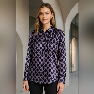 Purple and Black Circle Pattern Blouse